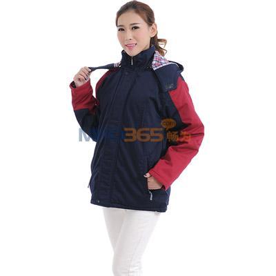 汉盾JSHD159-1 深蓝拼玫红中长款棉服