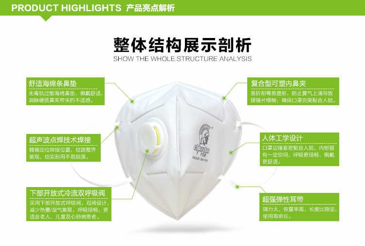 仟佰盾 DE003V  挂耳式  防雾霾防灰尘防异味蝶形口罩